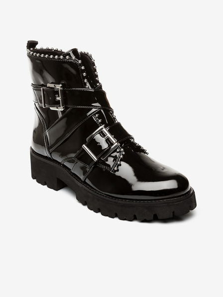 Steve Madden Schwarze glänzende Damen-Stiefeletten mit dekorativen Details Steve Madden Hoofy