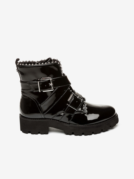 Steve Madden Schwarze glänzende Damen-Stiefeletten mit dekorativen Details Steve Madden Hoofy