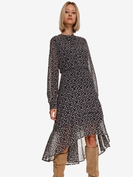 TOP SECRET Schwarzes gemustertes Shirtkleid mit verlängertem Rücken TOP SECRET