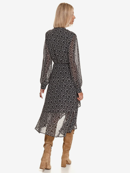TOP SECRET Schwarzes gemustertes Shirtkleid mit verlängertem Rücken TOP SECRET