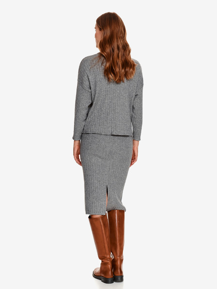 TOP SECRET Grauer Damen-Rippenpullover mit Stehkragen TOP SECRET