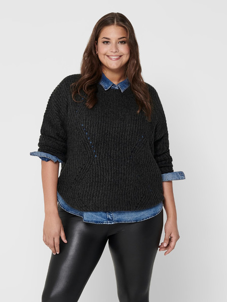 ONLY CARMAKOMA Dunkelgrauer gerippter ONLY CARMAKOMA Bernie Pullover für Damen