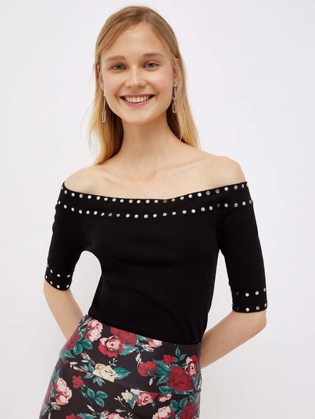 Liu Jo Schwarzes Damen Pullover-Top mit freiliegenden Schultern Liu Jo