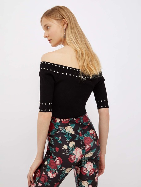 Liu Jo Schwarzes Damen Pullover-Top mit freiliegenden Schultern Liu Jo