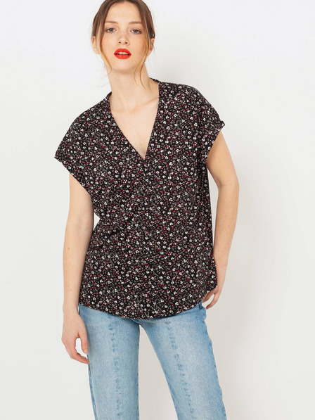 CAMAIEU Schwarze geblümte Bluse CAMAIEU