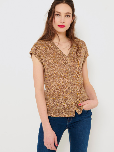 CAMAIEU Braun gemusterte Bluse CAMAIEU