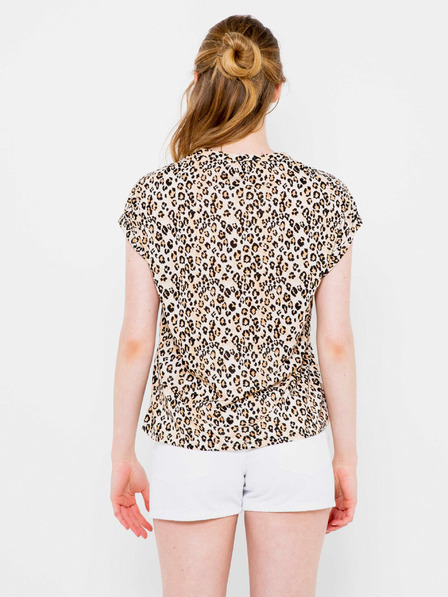 CAMAIEU Beigefarbene Bluse mit Leopardenmuster CAMAIEU