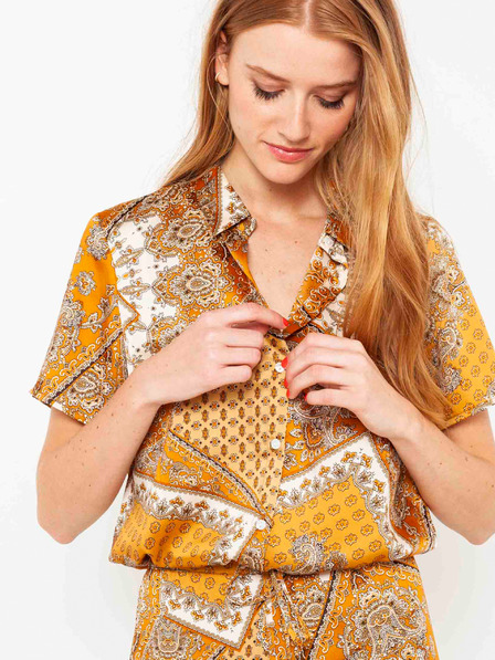 CAMAIEU Braun gemusterte Bluse CAMAIEU