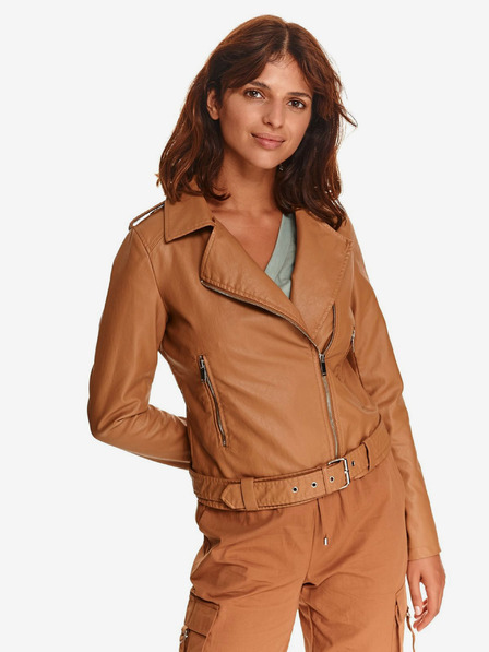 TOP SECRET Braune Damen Lederjacke TOP SECRET