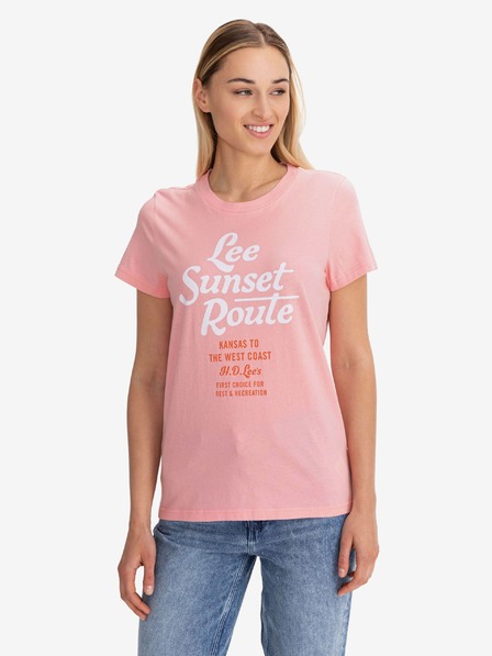 Lee Pinkes bedrucktes Damen-T-Shirt Lee