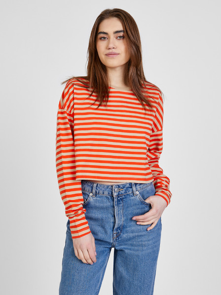 Noisy May Beige und rot gestreiftes T-Shirt für Frauen Noisy May Frida