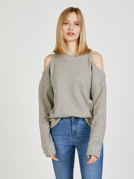 Pepe Jeans Graues Schulterfreies Damen-Sweatshirt Pepe Jeans Moni