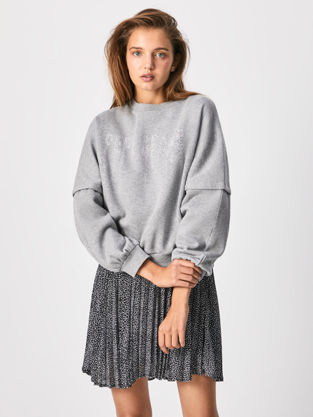 Pepe Jeans Hellgraues Damen-Sweatshirt mit dekorativen Details Pepe Jeans Debbie