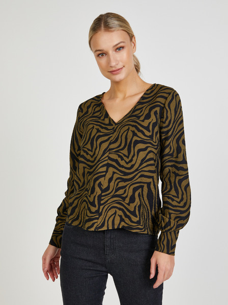 ONLY Khakifarbene gemusterte Bluse ONLY Victoria