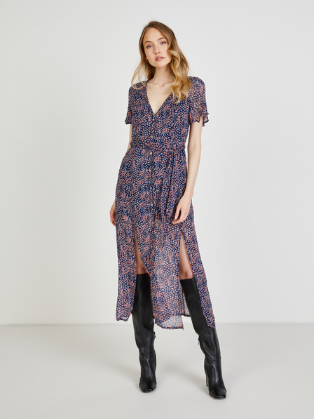 Pepe Jeans Dunkelblaues gemustertes Damenshirt mit Mittelteil Schlitz Pepe Jeans Marilyn