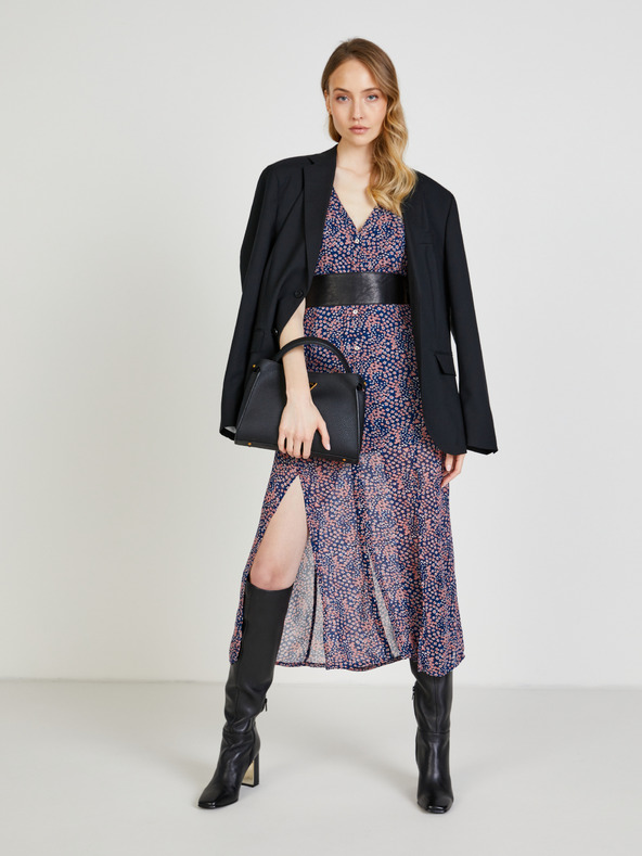 Pepe Jeans Dunkelblaues gemustertes Damenshirt mit Mittelteil Schlitz Pepe Jeans Marilyn