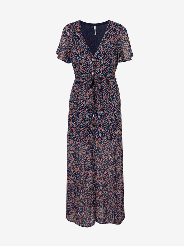 Pepe Jeans Dunkelblaues gemustertes Damenshirt mit Mittelteil Schlitz Pepe Jeans Marilyn