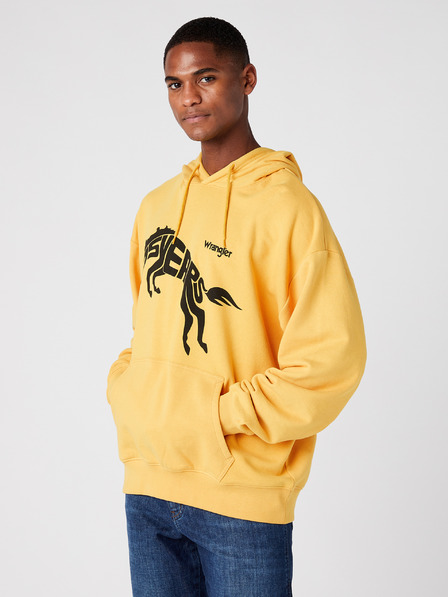 Wrangler Gelber gemusterter Unisex-Kapuzenpullover Wrangler