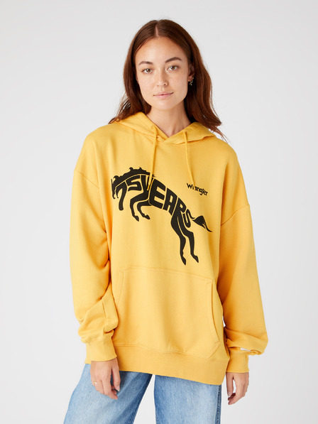 Wrangler Gelber gemusterter Unisex-Kapuzenpullover Wrangler
