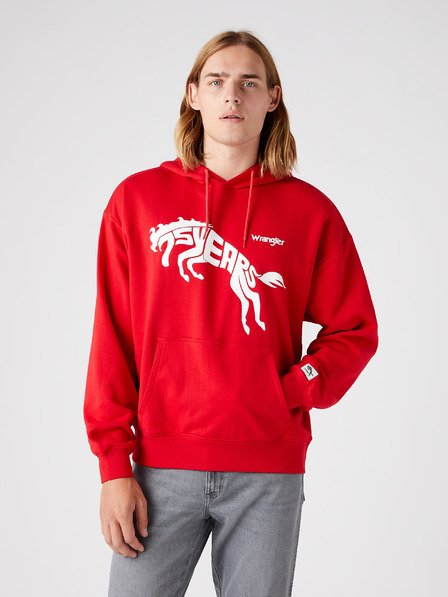 Wrangler Roter gemusterter Unisex-Kapuzenpullover von Wrangler