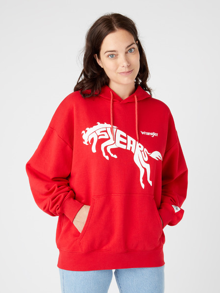 Wrangler Roter gemusterter Unisex-Kapuzenpullover von Wrangler