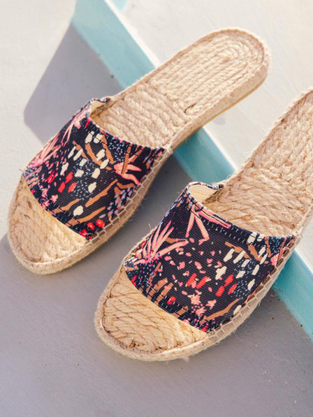 SKFK Dunkelblaue gemusterte Damenslipper SKFK Nadi