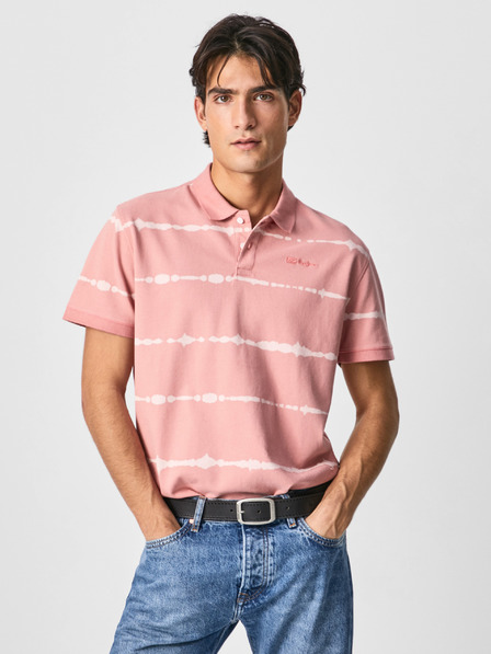 Pepe Jeans Rosa gestreiftes Herren-Poloshirt Pepe Jeans Farrell