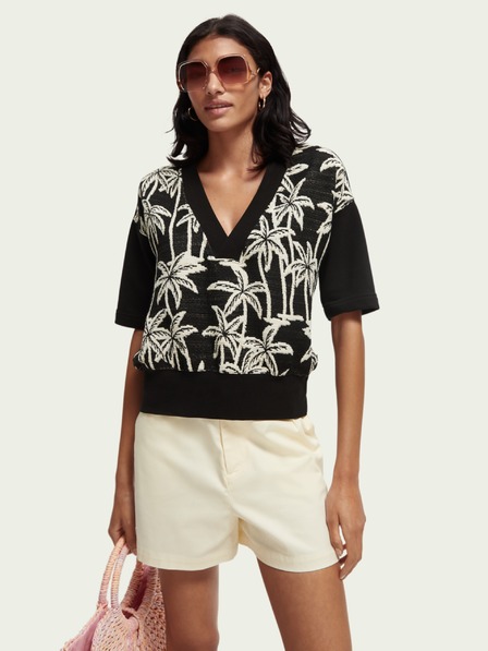 Scotch & Soda Schwarzes gemustertes Damen-Sweatshirt Scotch & Soda