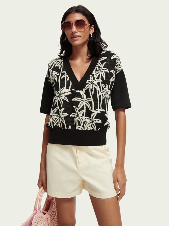 Scotch & Soda Schwarzes gemustertes Damen-Sweatshirt Scotch & Soda