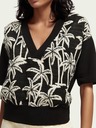 Scotch & Soda Schwarzes gemustertes Damen-Sweatshirt Scotch & Soda