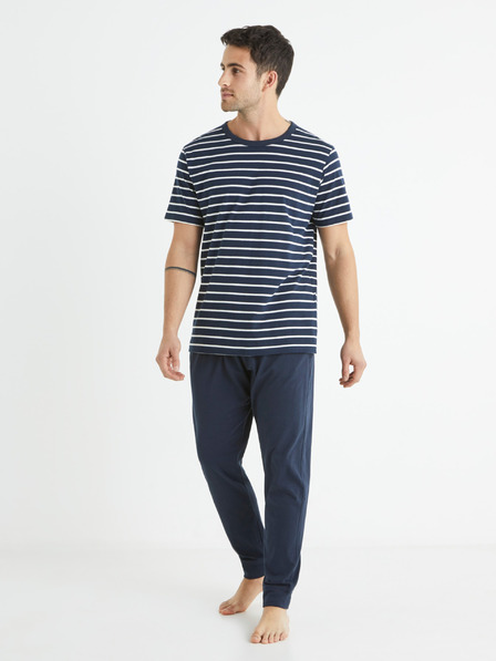 Celio Dunkelblau Herren Schlafanzug gestreift Celio Bisible