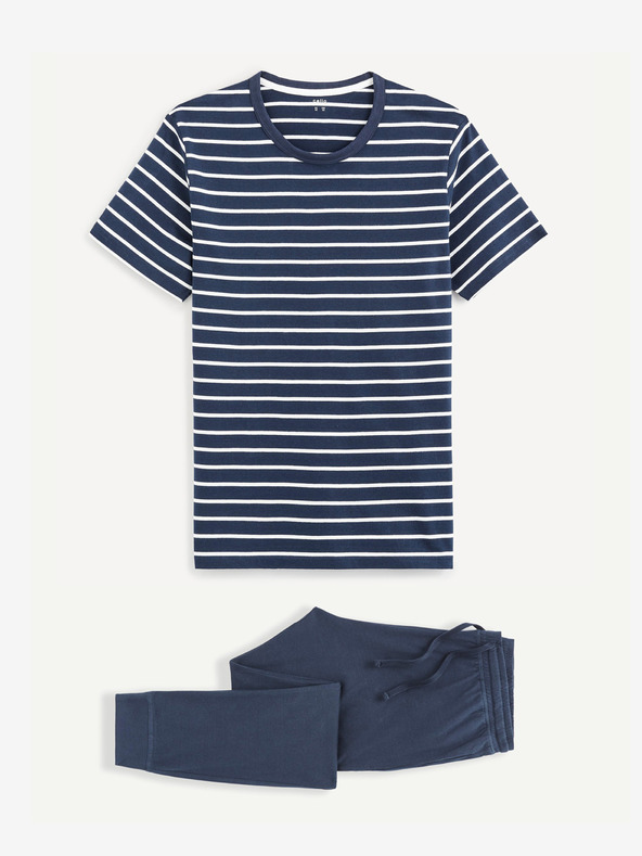 Celio Dunkelblau Herren Schlafanzug gestreift Celio Bisible