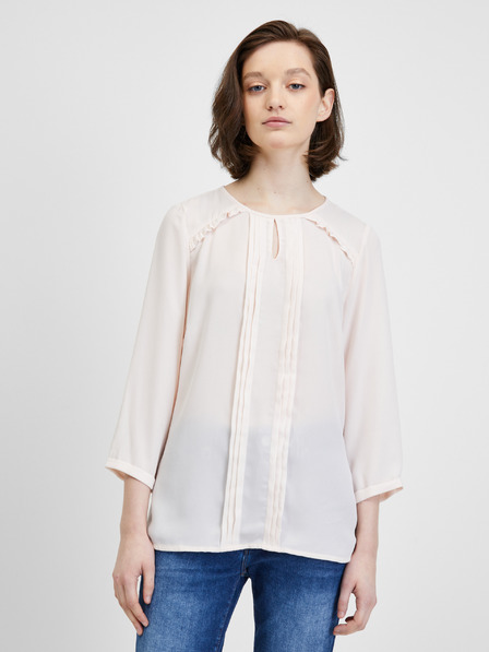 CAMAIEU Cremefarbene Bluse mit Dreiviertel-Ärmeln CAMAIEU