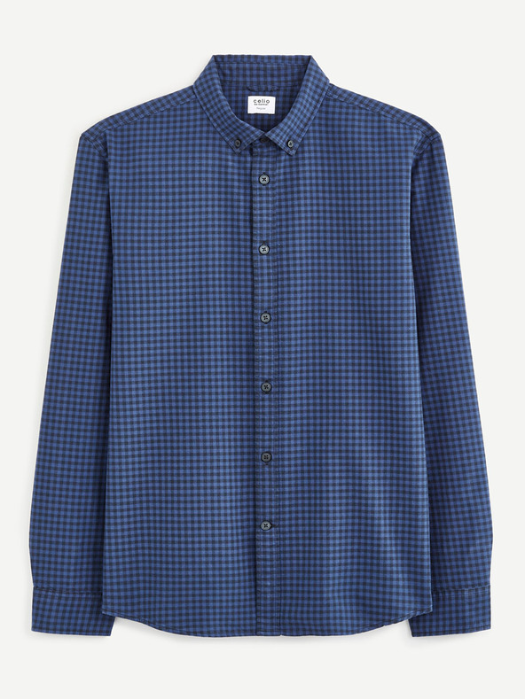 Celio Blau kariertes Herrenhemd Celio