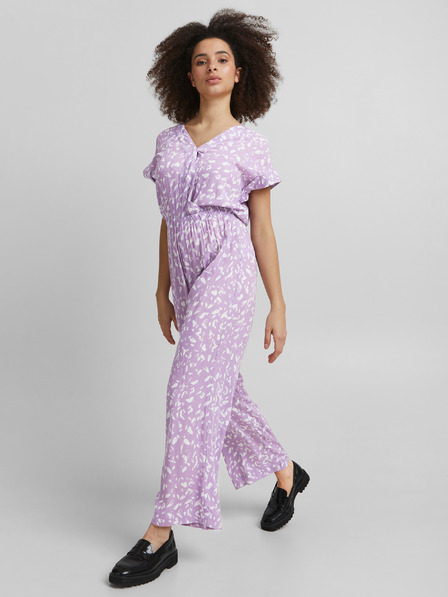 ICHI Hellvioletter gemusterter Damen-Overall ICHI