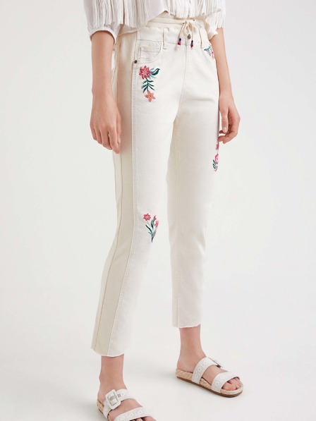 Desigual Cremefarbene Damenhose mit Blumenmuster Desigual Lita