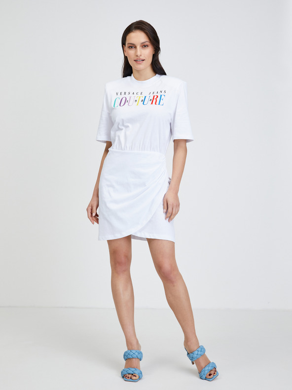Versace Jeans Couture Weißes Versace Jeans Couture Regenbogen-Kleid