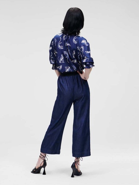 Karl Lagerfeld Dunkelblaue Damen-Hose mit weitem Bein KARL LAGERFELD