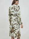 ICHI Braun-weißes geblümtes Kleid mit Krawatte ICHI