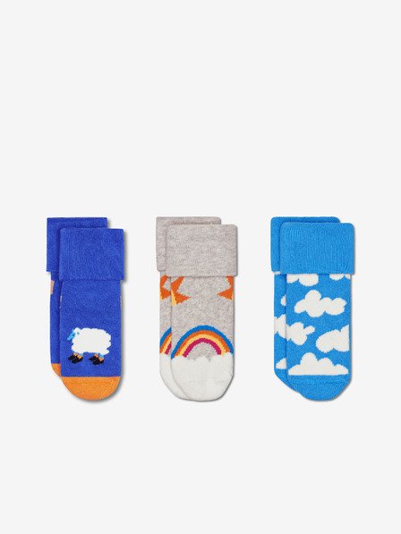Happy Socks Set aus drei Paar blau gemusterten Happy Socks