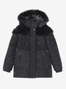 Desigual Schwarze gemusterte Winterjacke für Mädchen mit Kapuze und Kunstfell Desigual Kids Exterior