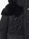Desigual Schwarze gemusterte Winterjacke für Mädchen mit Kapuze und Kunstfell Desigual Kids Exterior