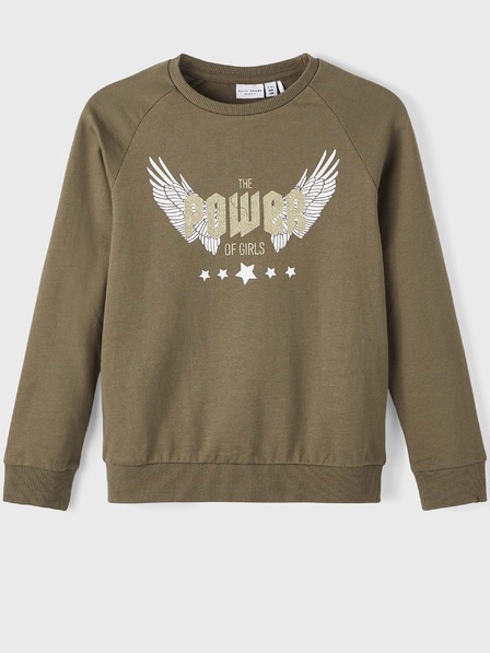name it Khakifarbenes Sweatshirt für Mädchen mit name it Venus-Aufdruck