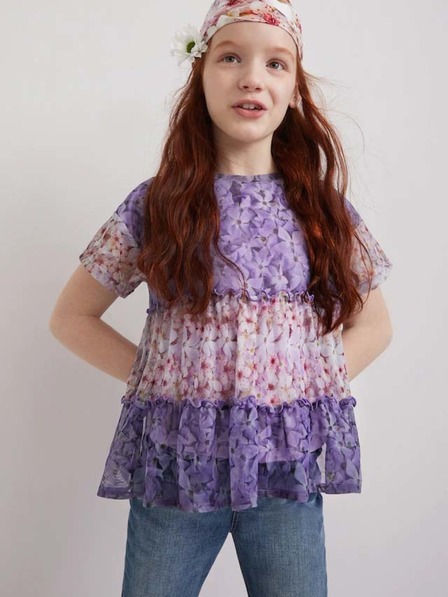 Desigual Hellviolettes Desigual Helm T-Shirt für Mädchen mit Blumenmuster