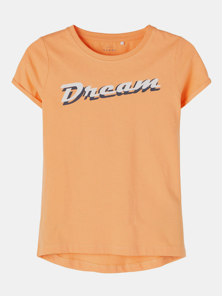 name it Orangefarbenes bedrucktes T-Shirt für Mädchen mit dem Namen Vix