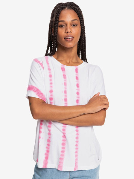 Roxy Rosa und weißes Roxy Over The Rainbo gemustertes Damen-T-Shirt