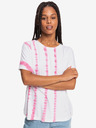 Roxy Rosa und weißes Roxy Over The Rainbo gemustertes Damen-T-Shirt