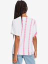 Roxy Rosa und weißes Roxy Over The Rainbo gemustertes Damen-T-Shirt