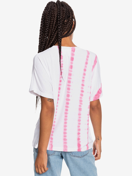 Roxy Rosa und weißes Roxy Over The Rainbo gemustertes Damen-T-Shirt