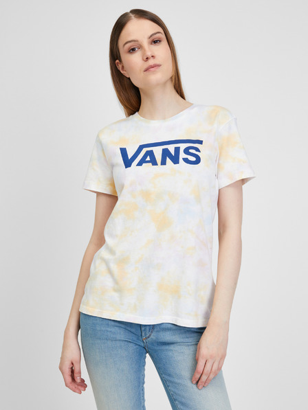 Vans Gelb- und cremefarbenes gemustertes Damen-T-Shirt VANS